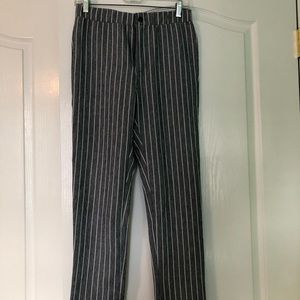 grey and white striped pants